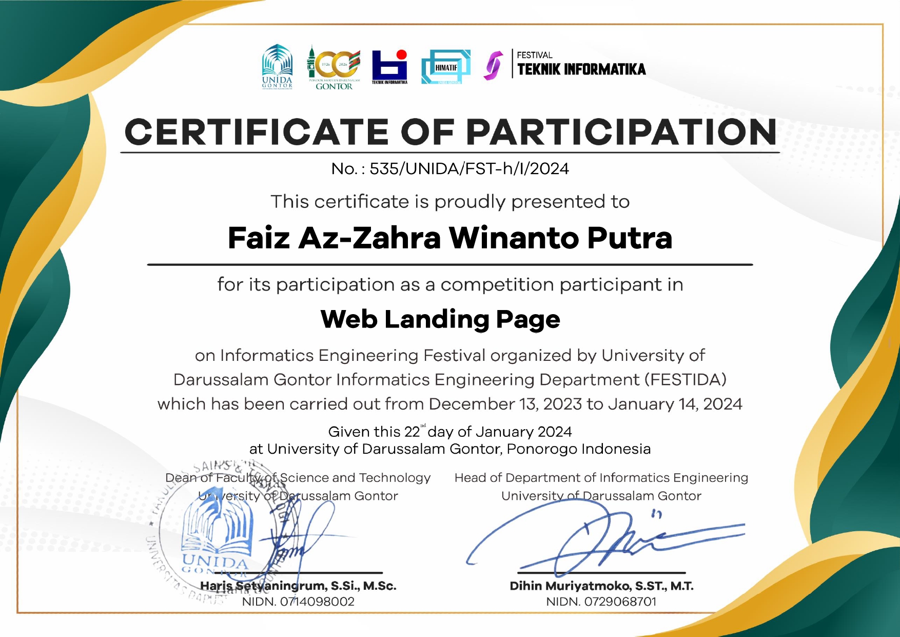 web landing page